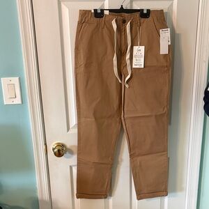 Kensie Women's Tan Girlfriend Chinos with Drawstring & Belt Loops With Pockets